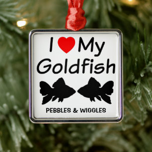 I Love My Two Goldfish Silhouette Metal Tree Decoration
