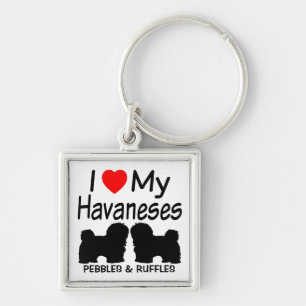 I Love My TWO Havanese Dogs Key Ring