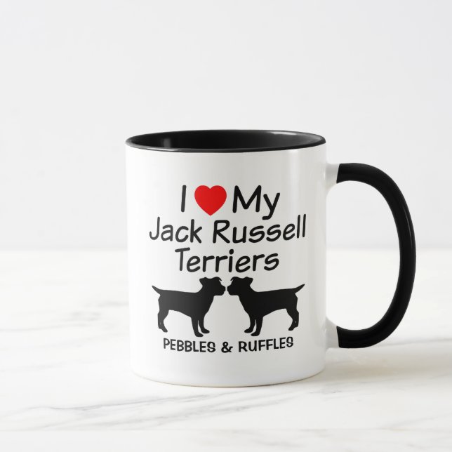 I Love My Two Jack Russell Terrier Dogs Mug (Right)