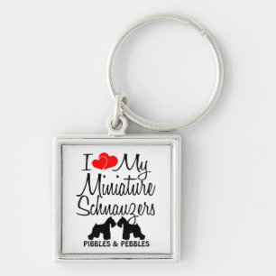 I Love My TWO Miniature Schnauzers Key Ring
