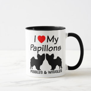 I Love My Two Papillon Dogs Mug