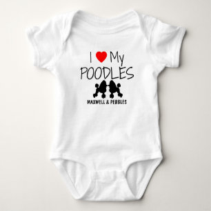 I Love My Two Poodles Baby Bodysuit