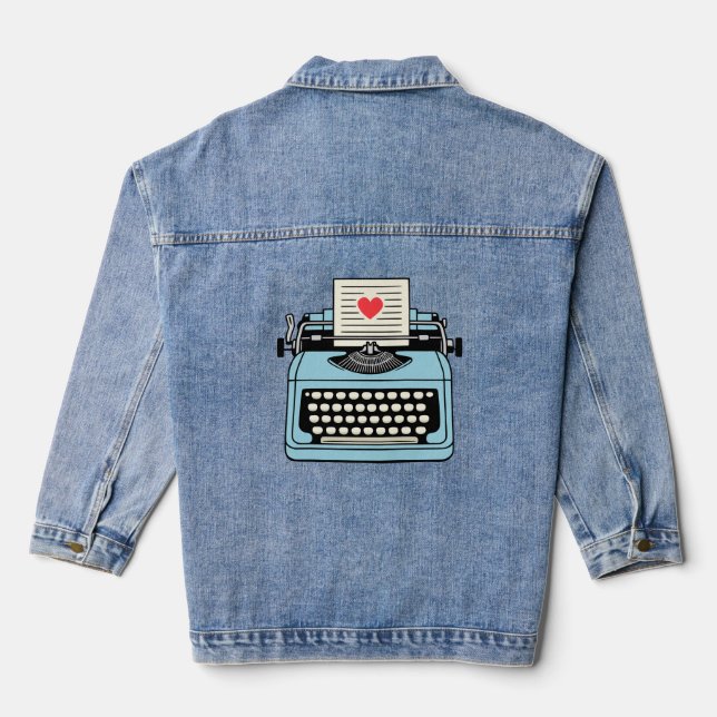 I  Love my typewriter Denim Jacket (Back)