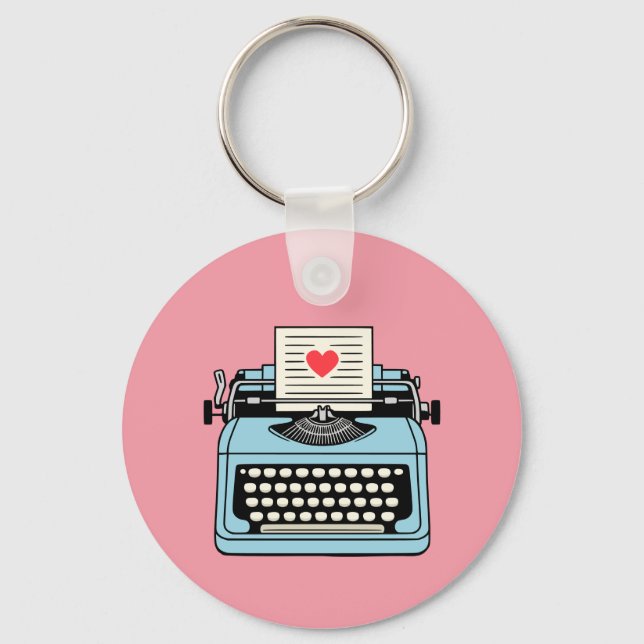 I  Love my typewriter Key Ring (Front)