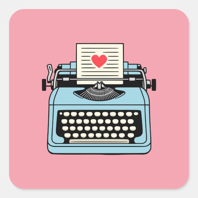 I  Love my typewriter Square Sticker (Front)