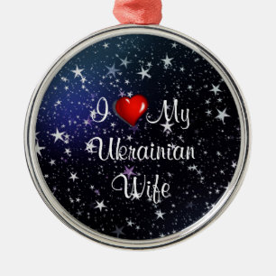 I Love My Ukrainian Wife Metal Tree Decoration