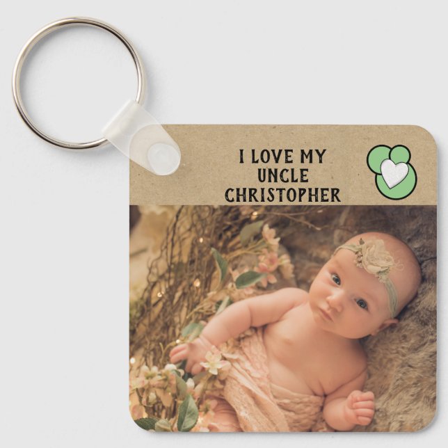 I love my Uncle name photos green double sided Key Ring (Front)