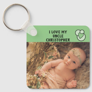 I love my Uncle name photos green love heart Key Ring