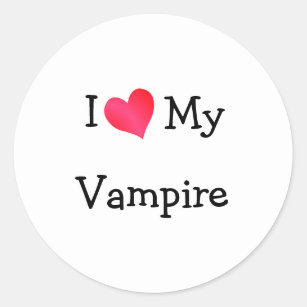 I Love My Vampire Classic Round Sticker
