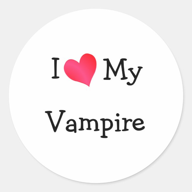 I Love My Vampire Classic Round Sticker (Front)