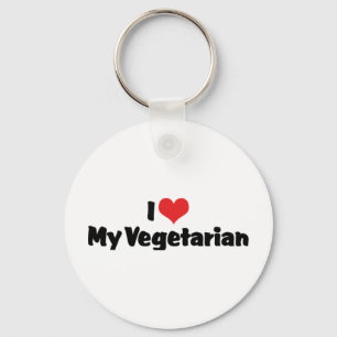 I Love My Vegetarian Keychain