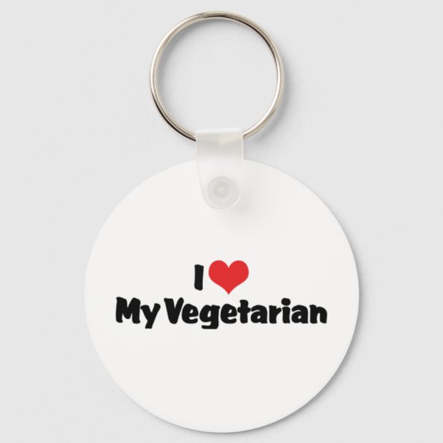 I Love My Vegetarian Keychain (Front)