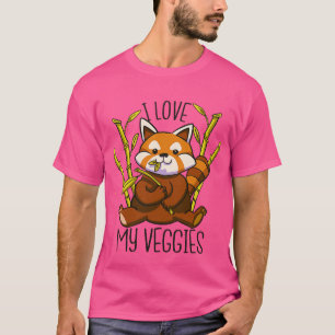 I Love My Veggies Cute Red Panda T-Shirt