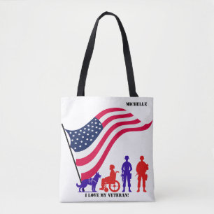 "I love my Veteran" Customisable Tote Bag