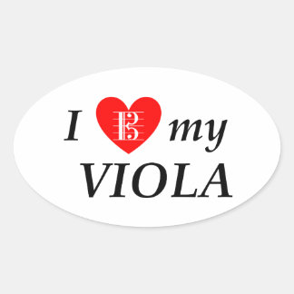 I Love My Viola (I Heart My Viola) Oval Sticker
