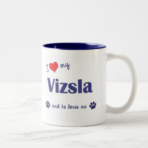 I Love My Vizsla (Male Dog) Two-Tone Coffee Mug