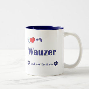 I Love My Wauzer (Female Dog) Two-Tone Coffee Mug