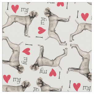 I Love my Weimaraner Fabric