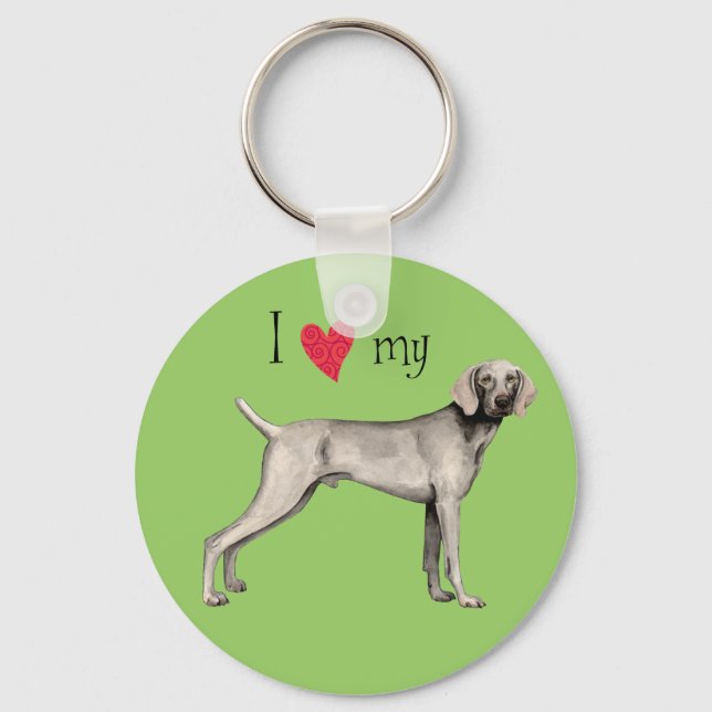 I Love my Weimaraner Key Ring (Front)