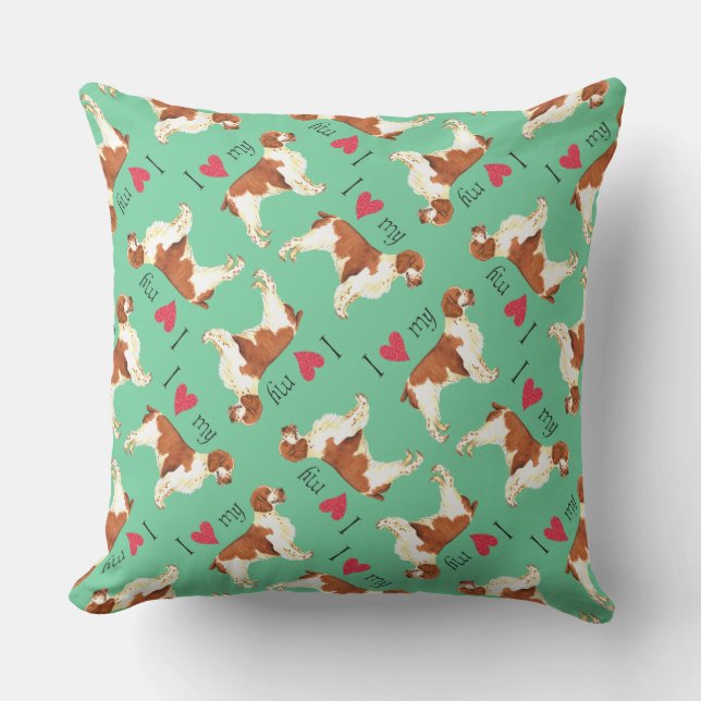 I Love my Welsh Springer Spaniel Outdoor Cushion (Front)