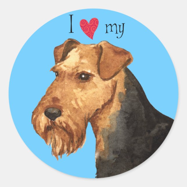 I Love my Welsh Terrier Classic Round Sticker (Front)