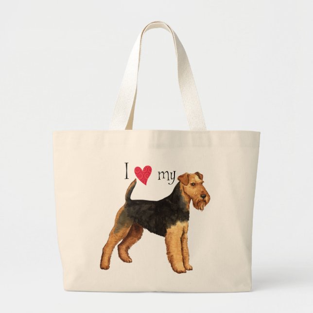 I Love my Welsh Terrier Large Tote Bag (Front)
