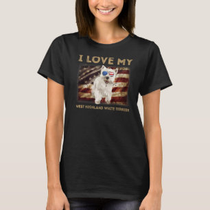 I Love My West Highland White Terrier Dad Mum Amer T-Shirt