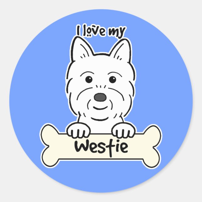 I Love My Westie Classic Round Sticker (Front)