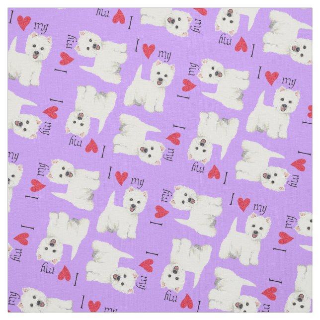 I Love my Westie Fabric (Swatch)