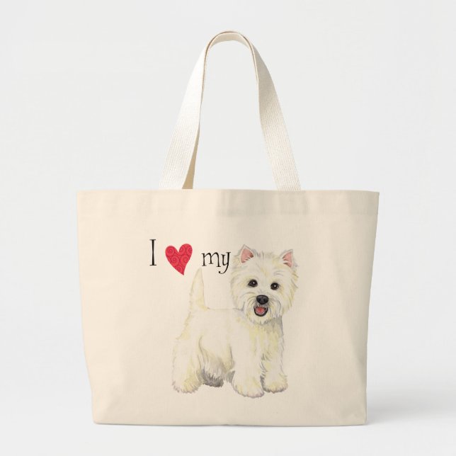 I Love my Westie Large Tote Bag (Front)