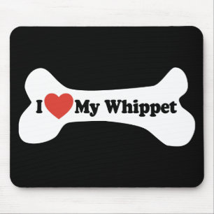 I Love My Whippet - Dog Bone Mouse Mat
