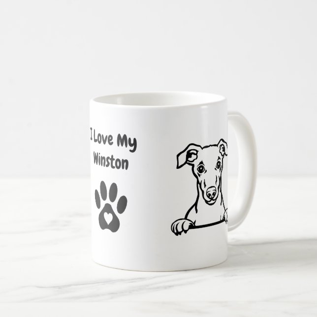 I Love my WHIPPET Dog Name Paw Print Coffee Mug (Front Right)