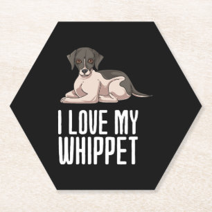 I Love My Whippet Paper Coaster