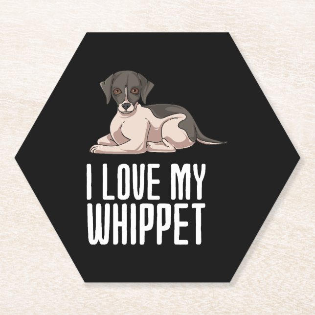 I Love My Whippet Paper Coaster (Front)