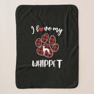 I Love My Whippet Valentine Dog Lover T-Shirt Sherpa Blanket