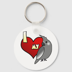I Love my Whiteface Cockatiel Key Ring