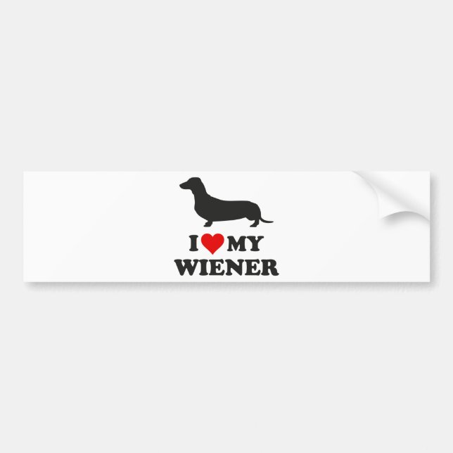 I Love My Wiener Bumper Sticker (Front)