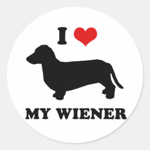 I love my wiener classic round sticker