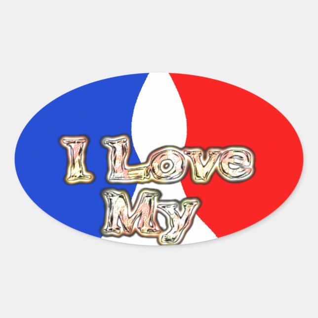 "I Love My Wife" Art Print Oval Sticker (Front)