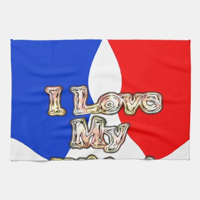 "I Love My Wife" Art Print Tea Towel (Horizontal)