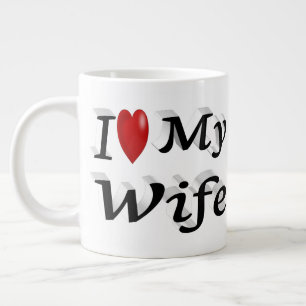 I Love My Wife cute black text   Large Coffee Mug