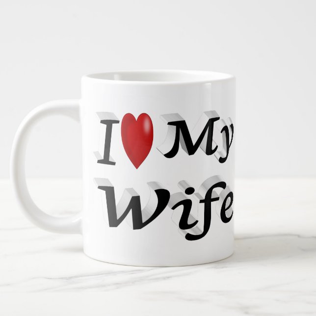 I Love My Wife cute black text   Large Coffee Mug (Left)