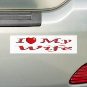 I Love My Wife cute red text Bumper Sticker
