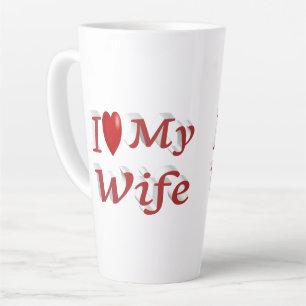 I Love My Wife cute red text  Latte Mug