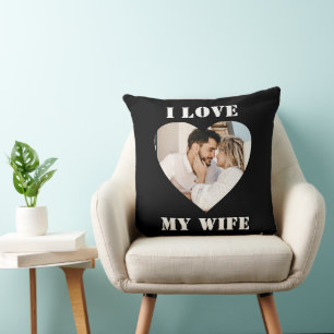 I Love My Wife Heart Custom Personalised Photo Cushion