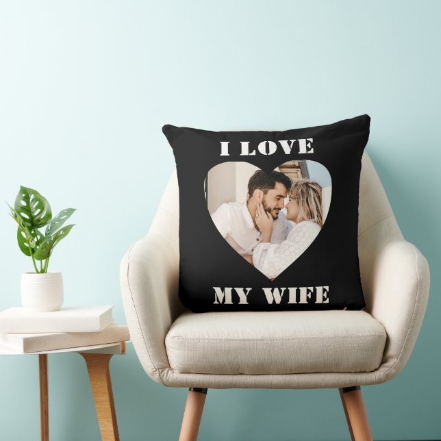 I Love My Wife Heart Custom Personalised Photo  Cushion (Chair)