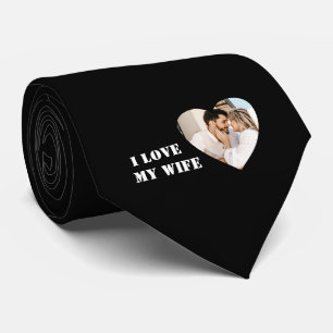 I Love My Wife Heart Custom Personalised Photo Tie
