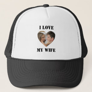I Love My Wife Heart Custom Personalised Photo Trucker Hat