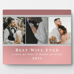 I Love My Wife Personalised 3 Photos Plaque
