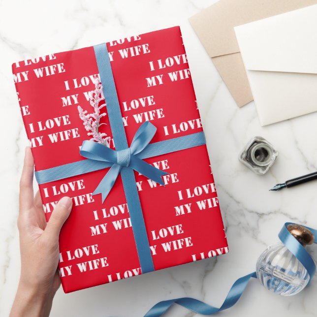 I Love My Wife Personalised text valentine's day  Wrapping Paper (Gifting)